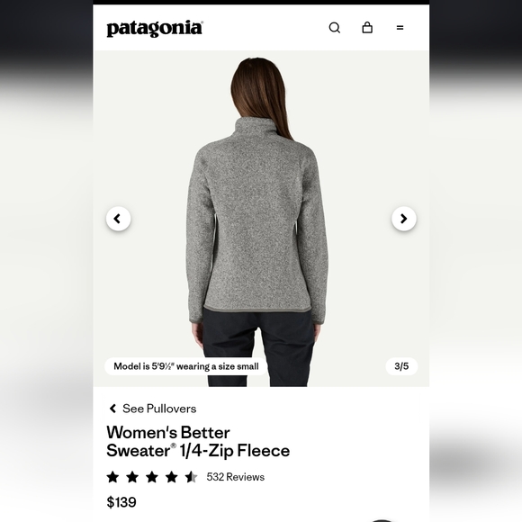 Patagonia Gray 1/4-Zip Fleece Sweater - Picture 2 of 7